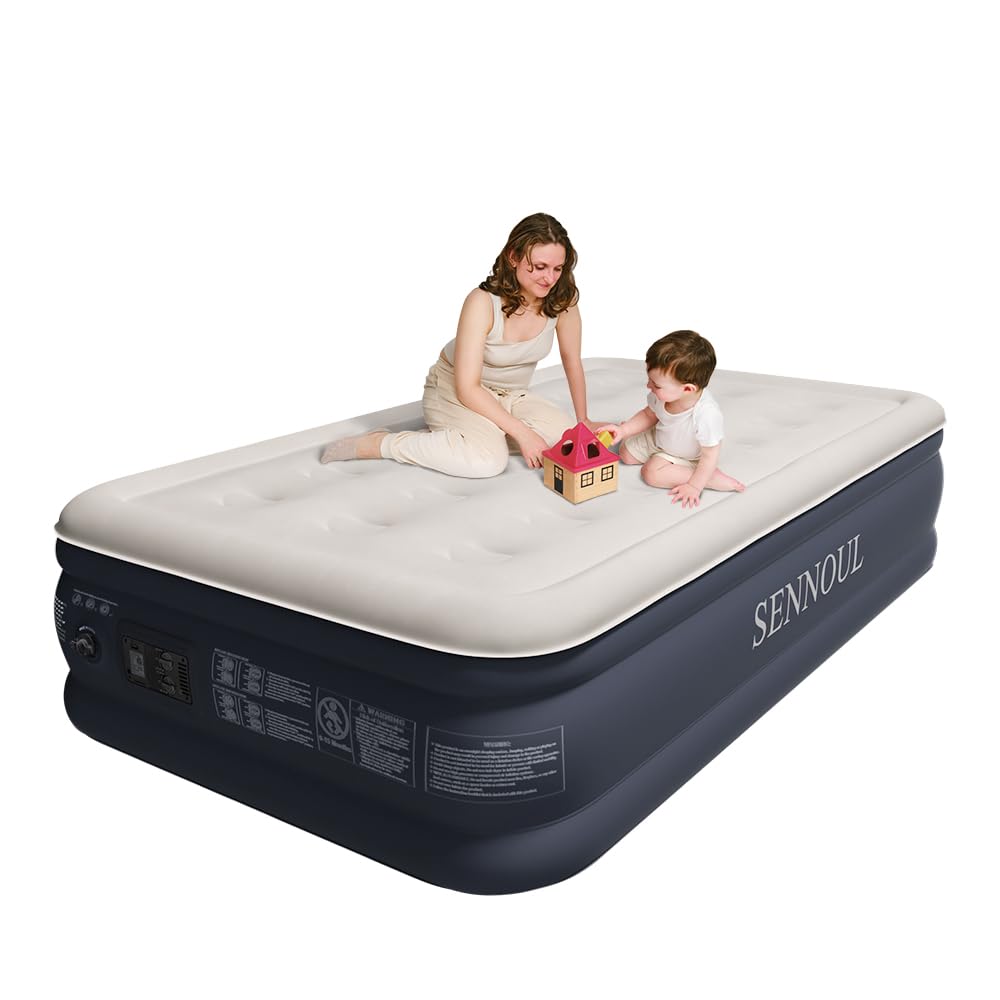Sennoul Air Mattress With Built In Pump - Upgraded Twin Blow Up Mattress, 2 Mins Quick Self Inflatable With Double Air Chamber,1